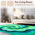 Vibrant Aqua Green Swirl Pattern Rug