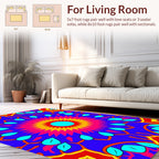 Vibrant Radial Floral Sunburst Design Rug