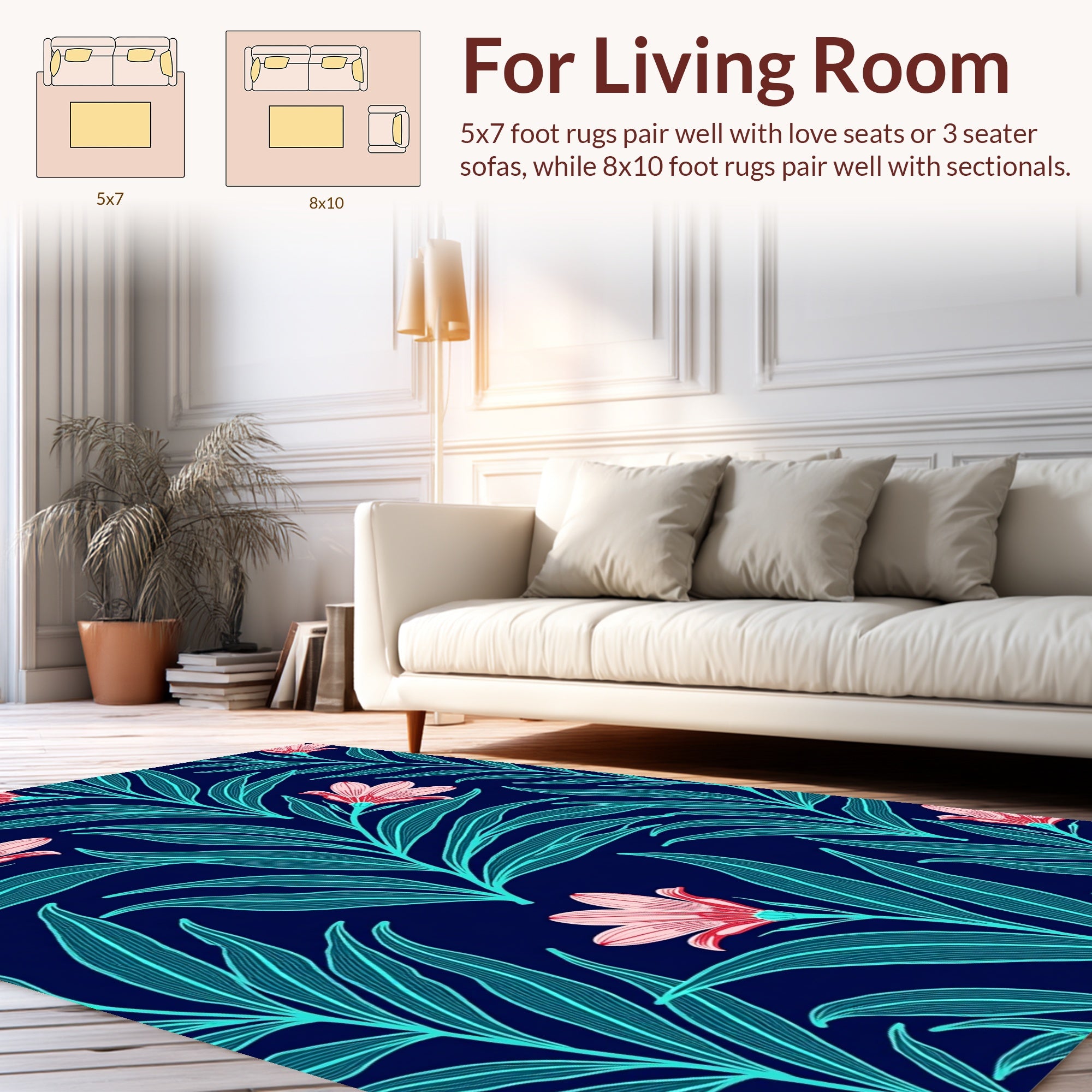 Art Nouveau Floral Leaf Pattern Rug