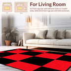 Bold Red Black Checkerboard Pattern Rug