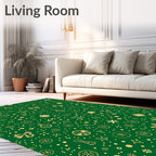 Emerald Gold Whimsical Holiday Icons Rug