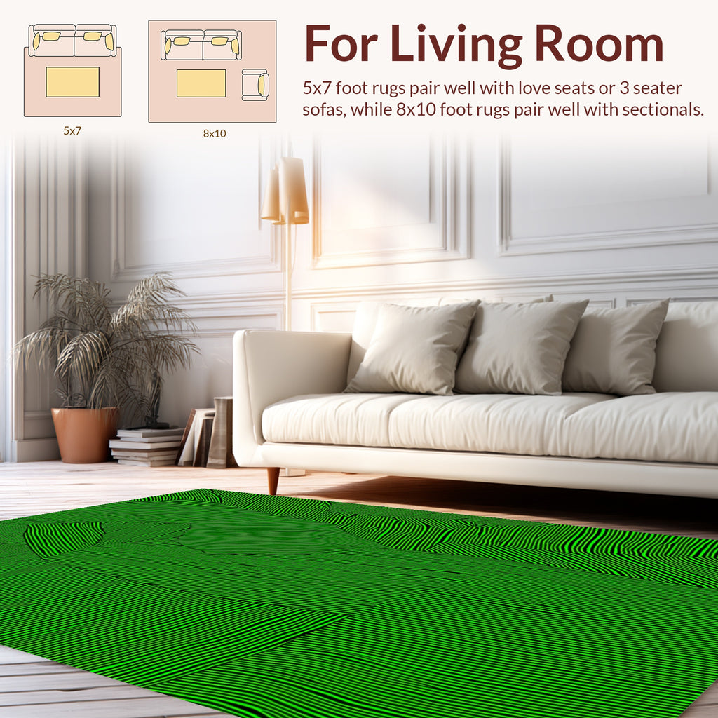Abstract Green Striped Geo Pattern Rug