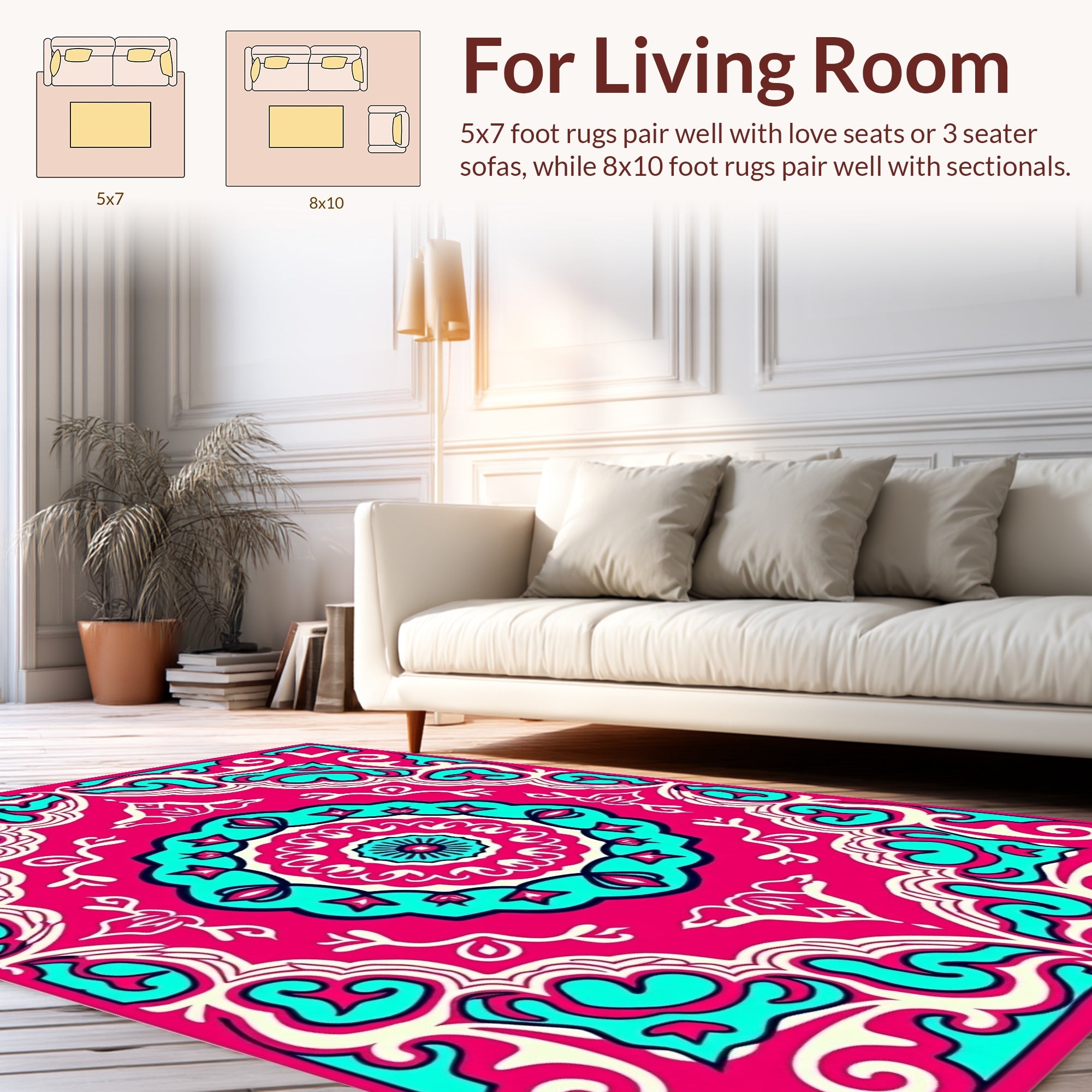 Bold Indian Inspired Floral Design Rug