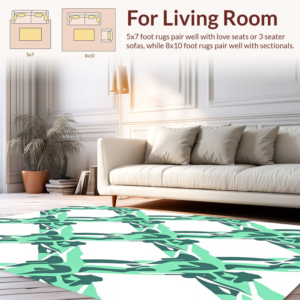 Abstract Green Geo Mesh Design Rug