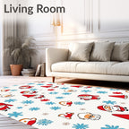 Cute Santa Claus Snowflakes Festive Rug