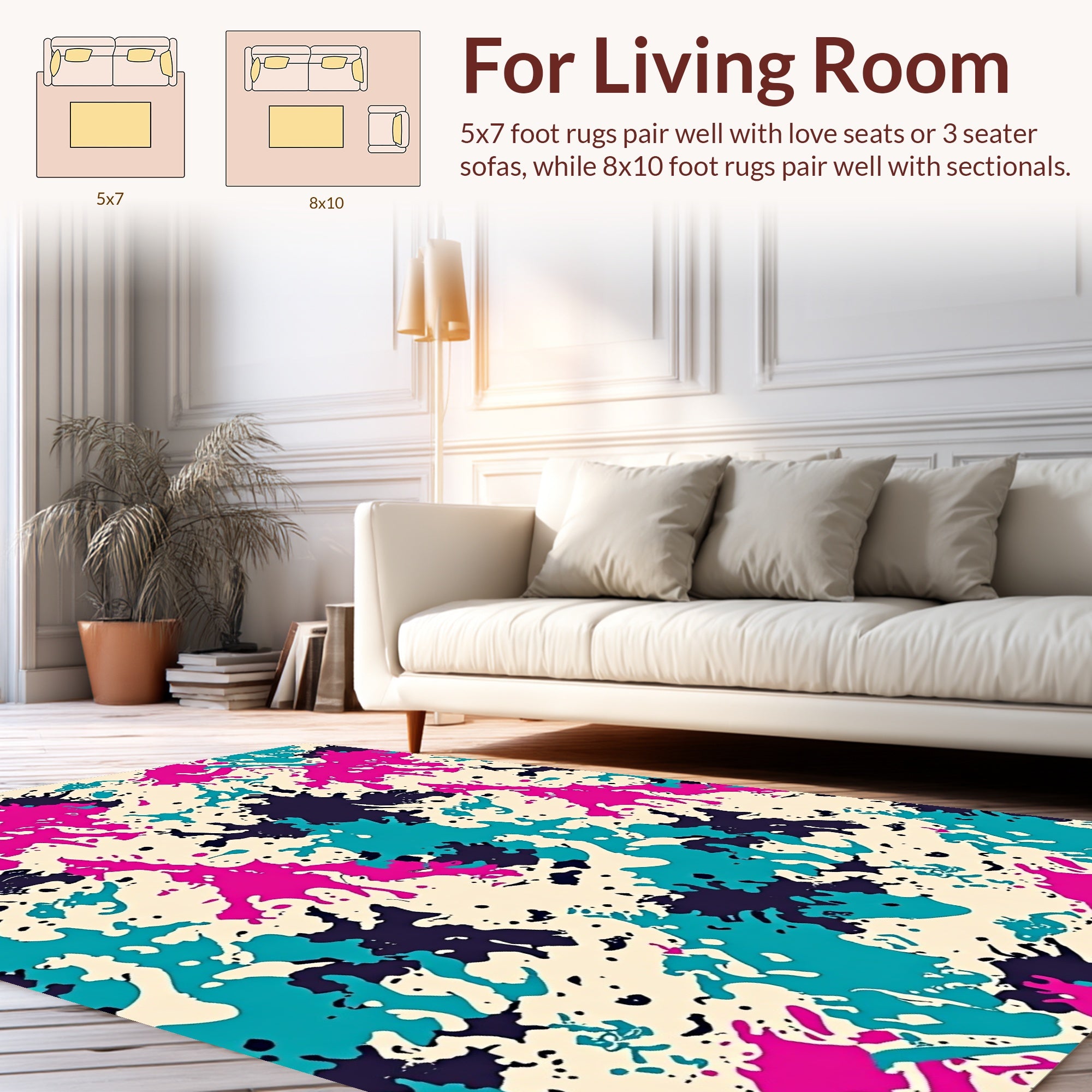 Vibrant Splatter Pattern Design Rug