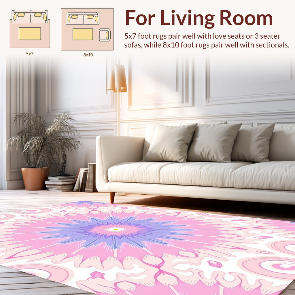 Pastel Floral Sunburst Pattern Rug