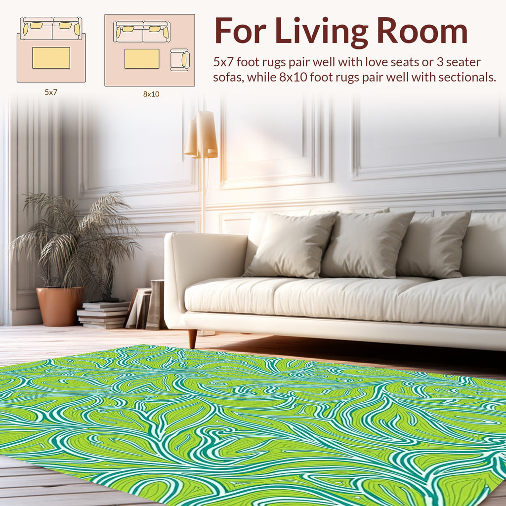 Leafy Swirl Green Pattern Rug
