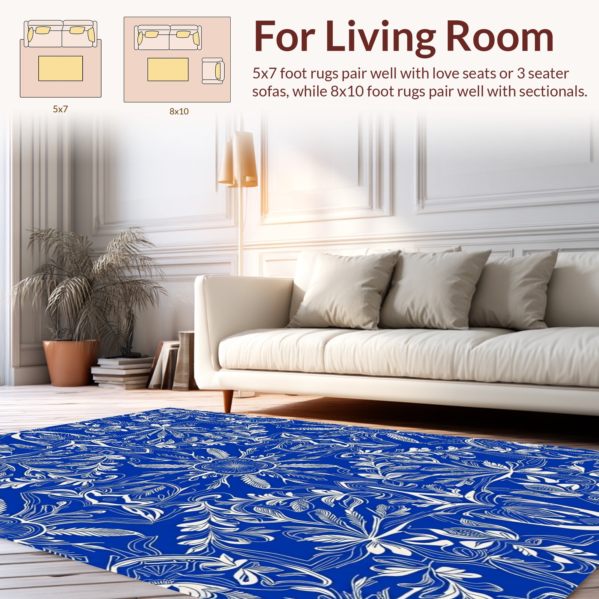 Intricate Floral Scrollwork Royal Pattern Rug