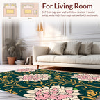 Pink Floral Vines Pattern Rug