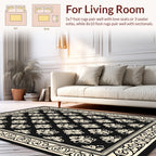 Damask Floral Scrolling Border Pattern Rug