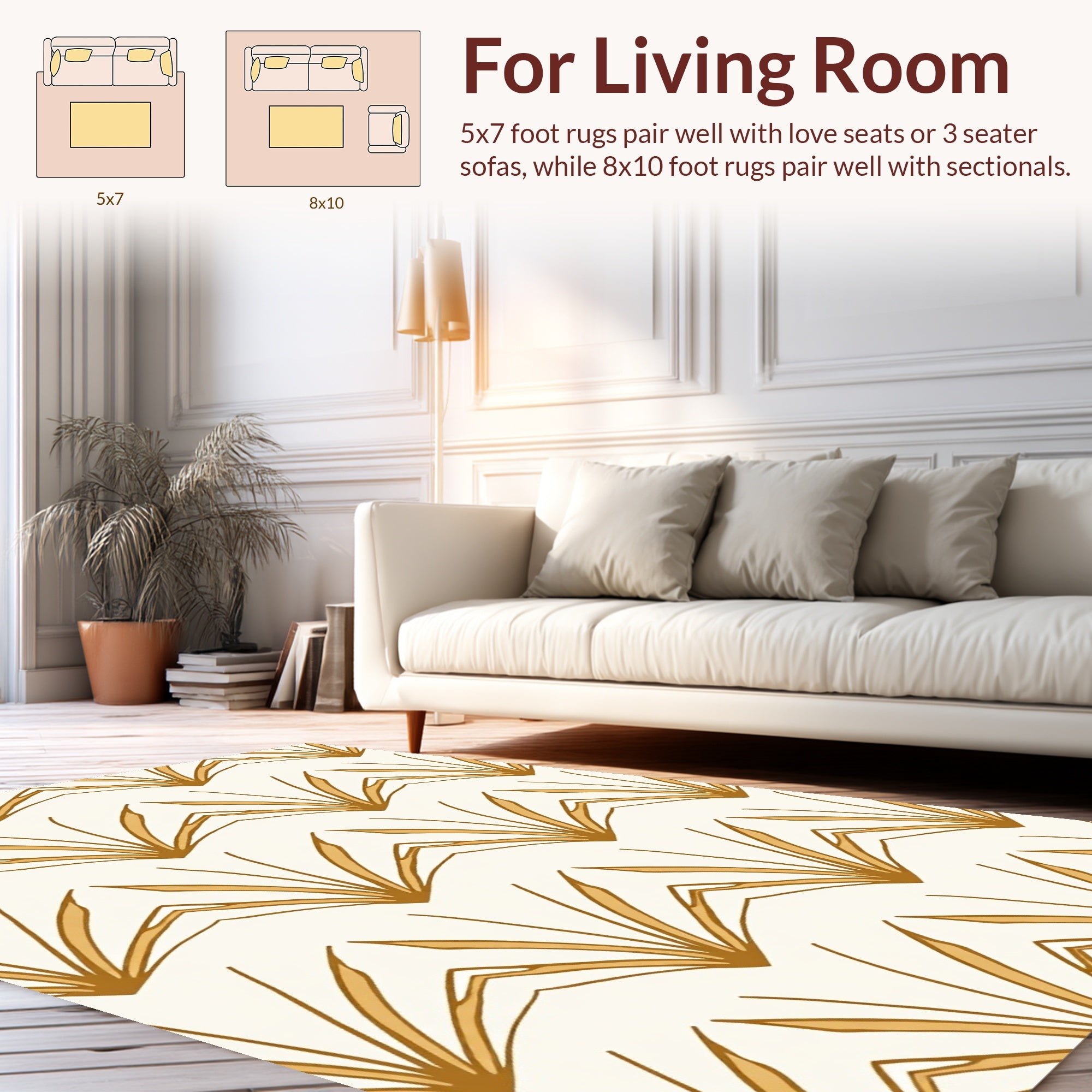 Amber Sunburst Symmetric Pattern Design Rug