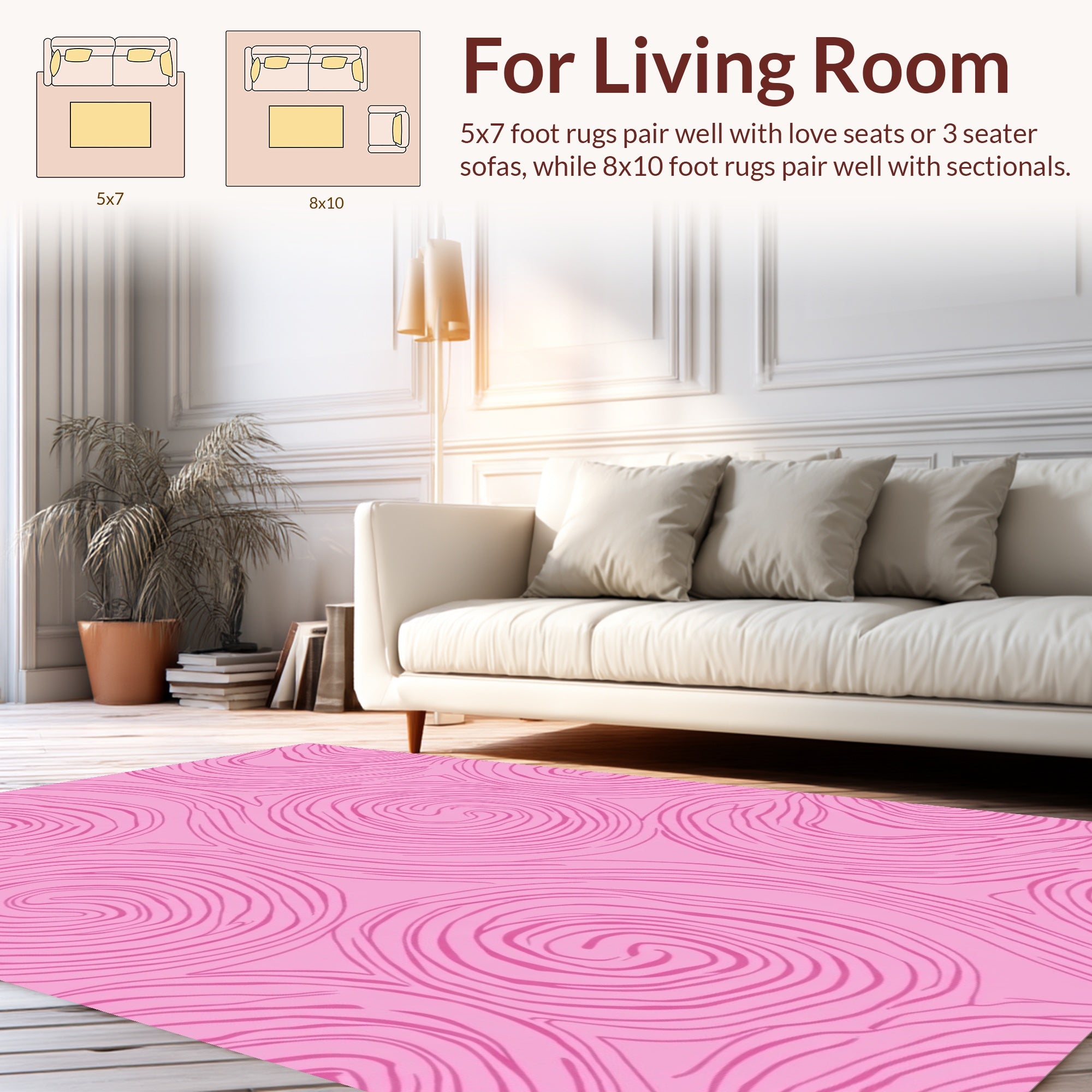 Pink Swirl Pattern Design Rug