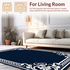 Elegant Floral Scrollwork Border Rug
