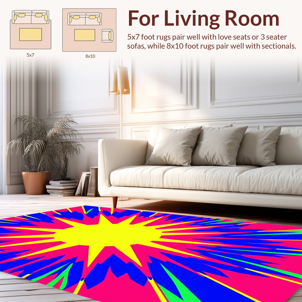 Vibrant Graphic Sunburst Explosion Rug
