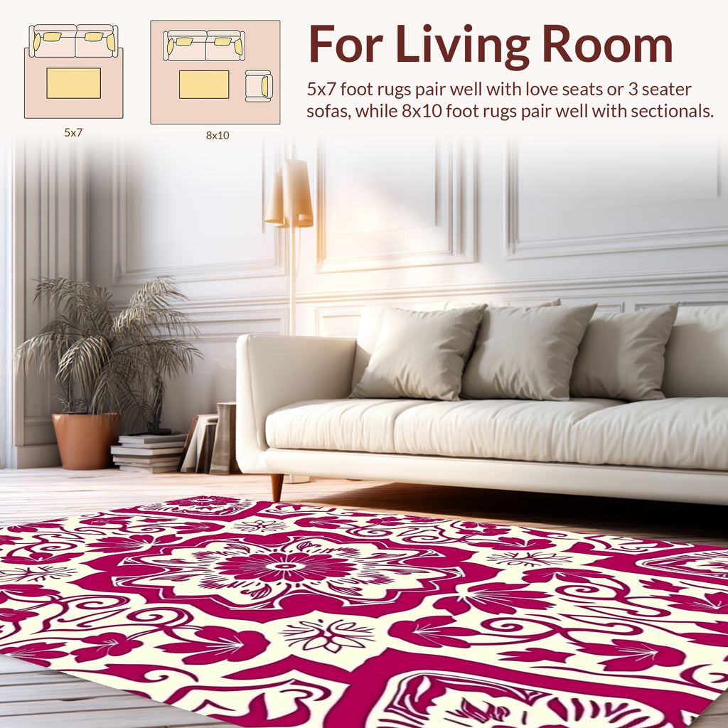Ornate Floral Scrollwork Cream Rug