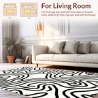 Abstract Black White Wavy Lines Rug
