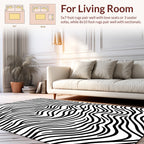 Black White Wavy Stripe Pattern Rug