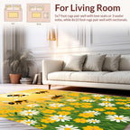 Whimsical Bees and Daisies Pattern Rug
