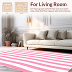 Pink and White Wavy Stripe Design Rug