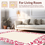 Elegant Red Floral Scroll Border Rug