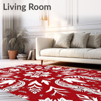 Crimson Scarlet Folk Art Floral Medallion Rug