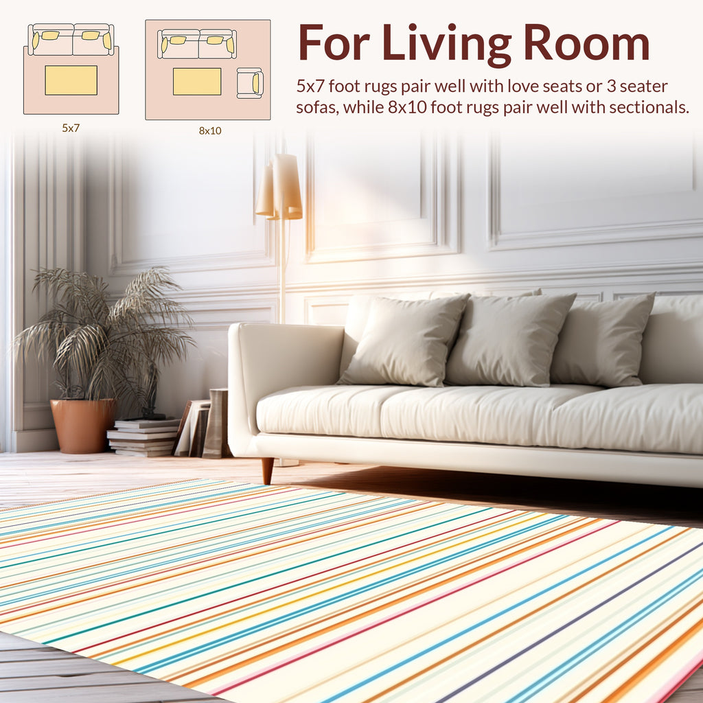 Multi-Colored Thin Stripe Pattern Rug