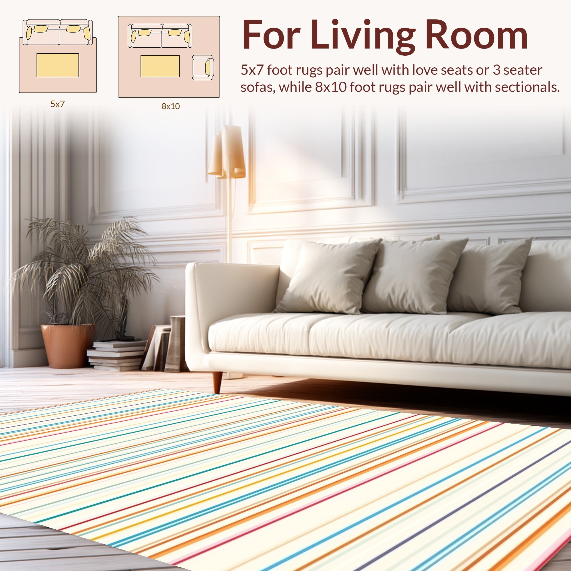 Multi-Colored Thin Stripe Pattern Rug