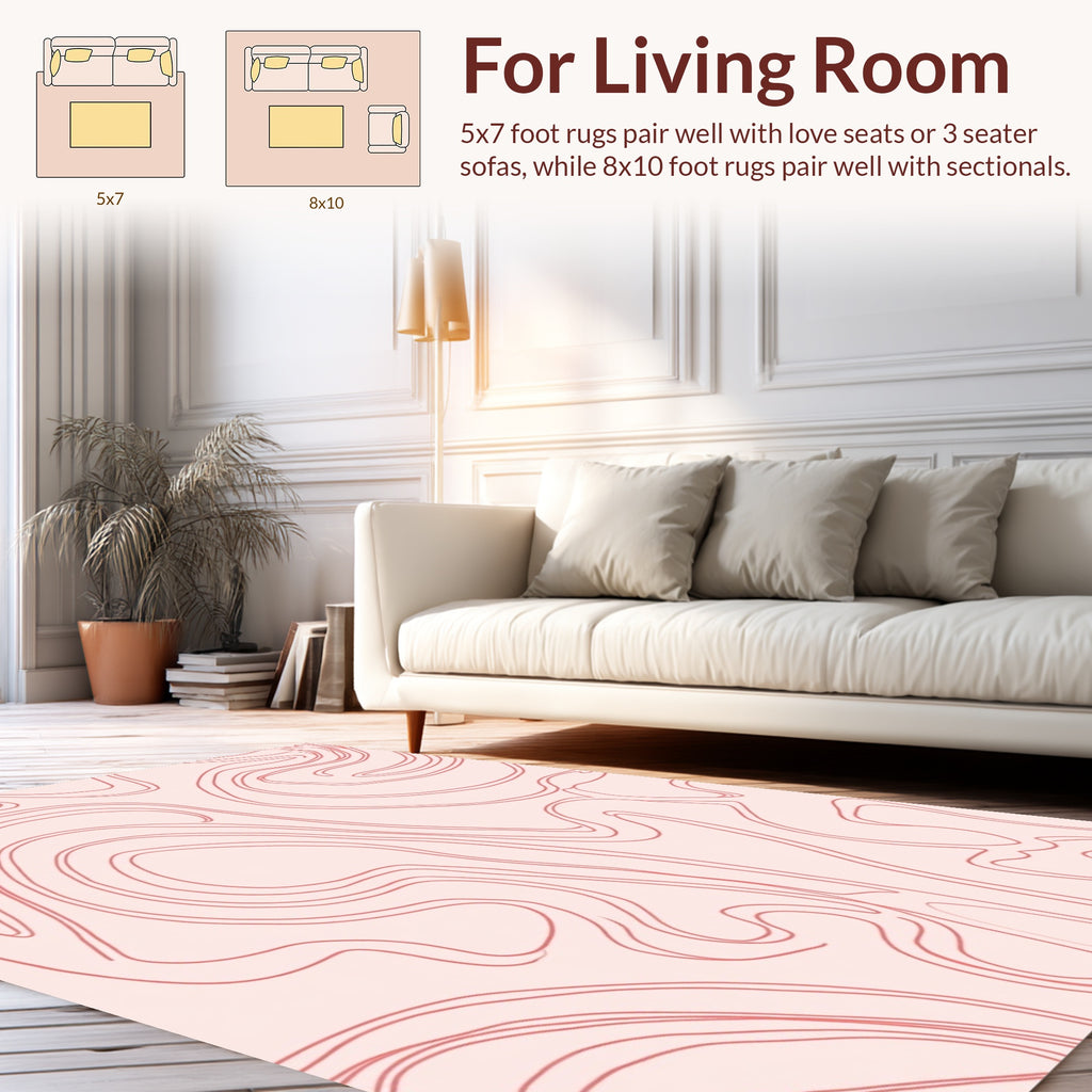 Blush Pink Swirl Abstract Design Rug