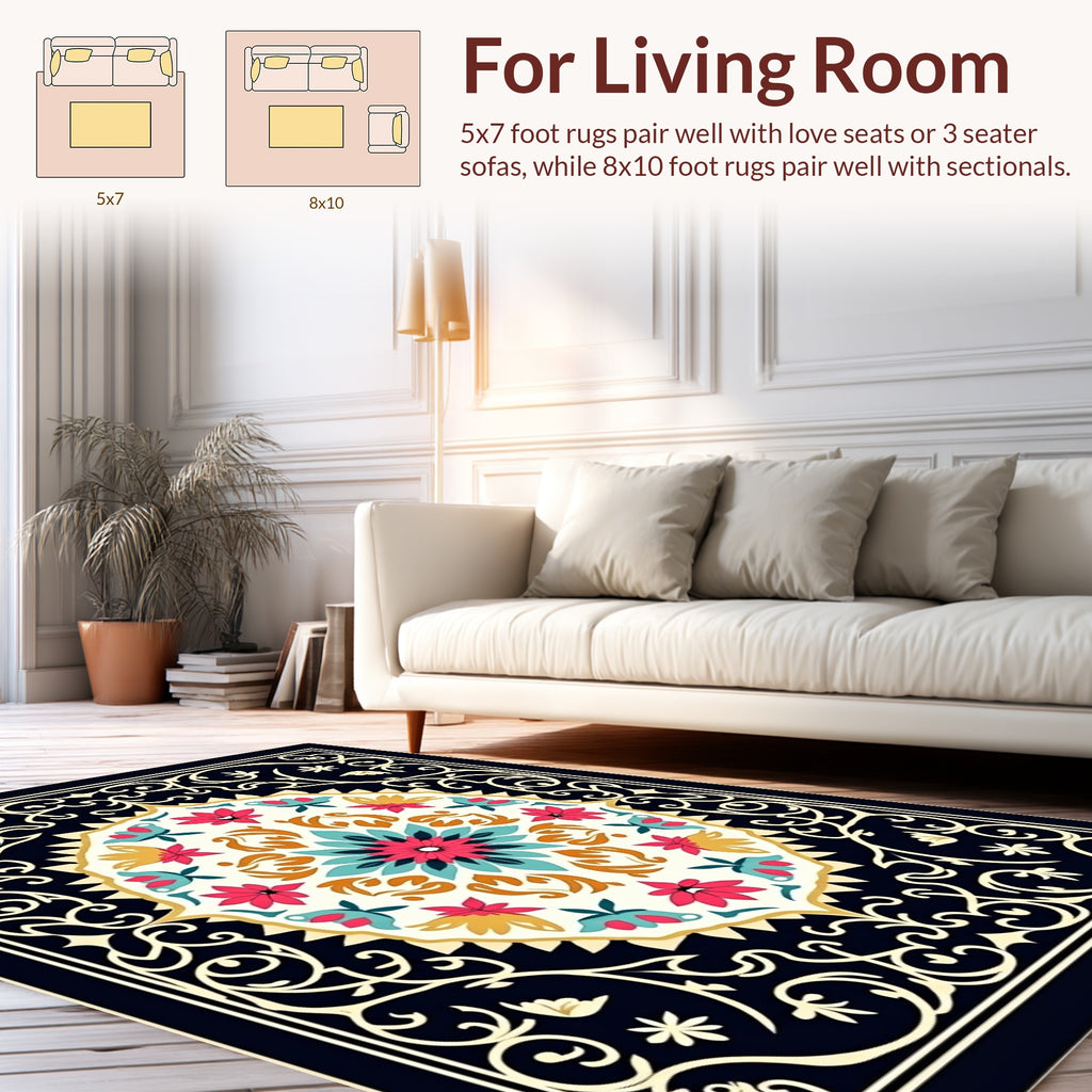 Ornate Floral Mandala Design Rug