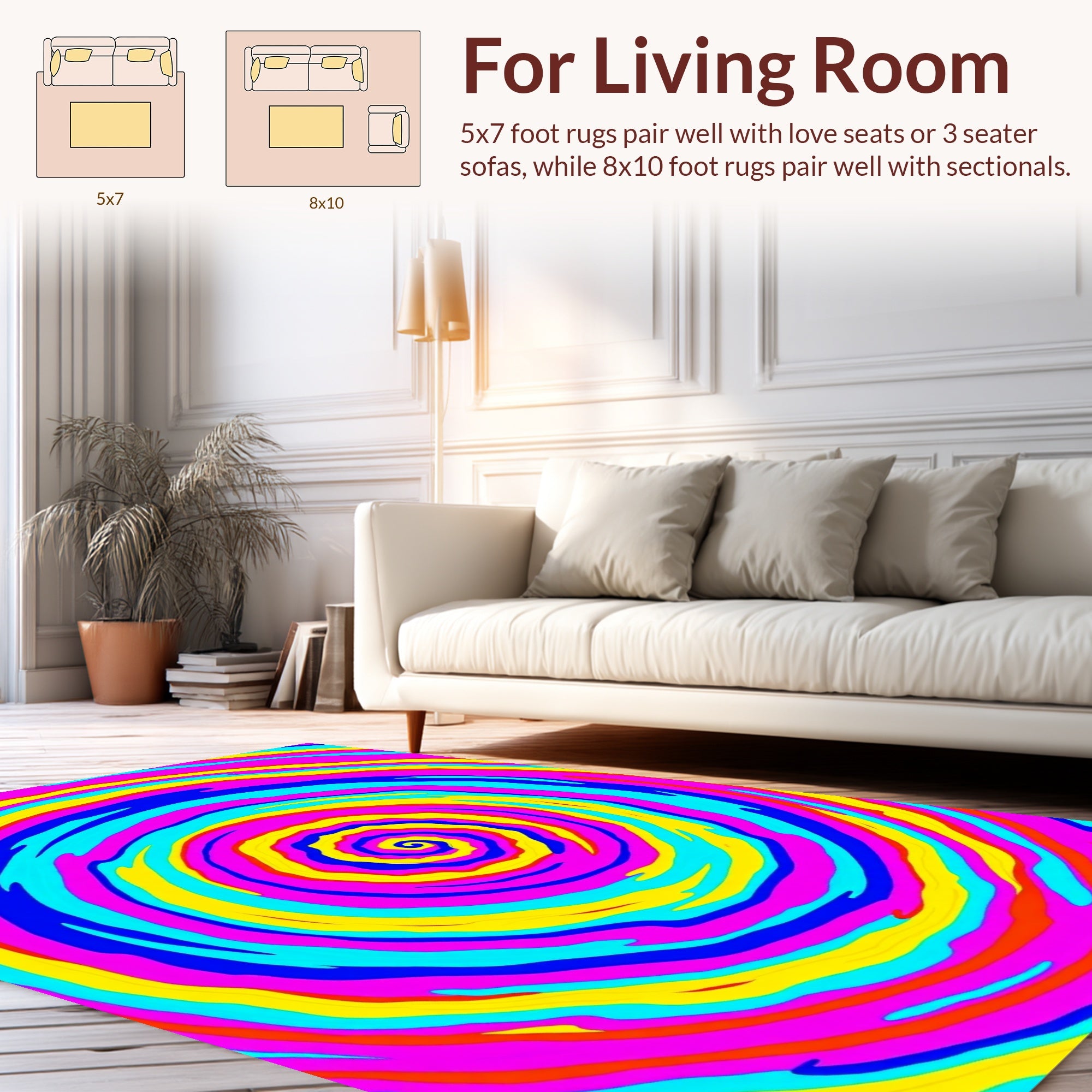 Vibrant Swirls Patterned Rug