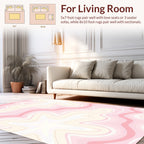 Abstract Pink Cream Swirl Pattern Rug