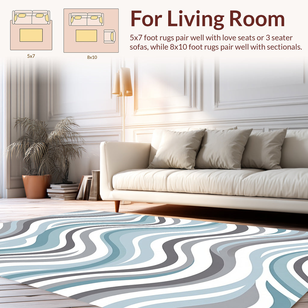 Cool Wave Patterned Abstract Rug