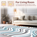 Cool Wave Patterned Abstract Rug