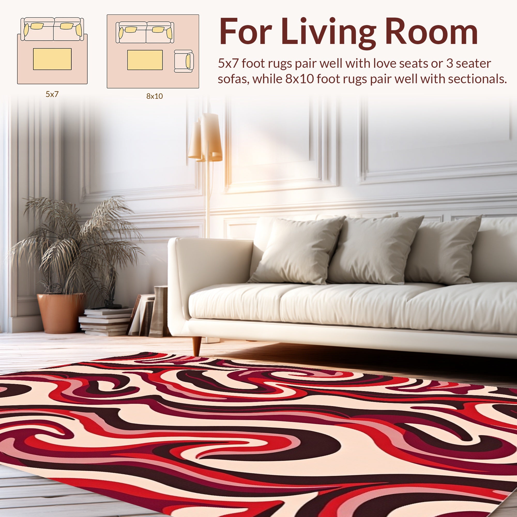 Retro Swirling Crimson Ivory Rug