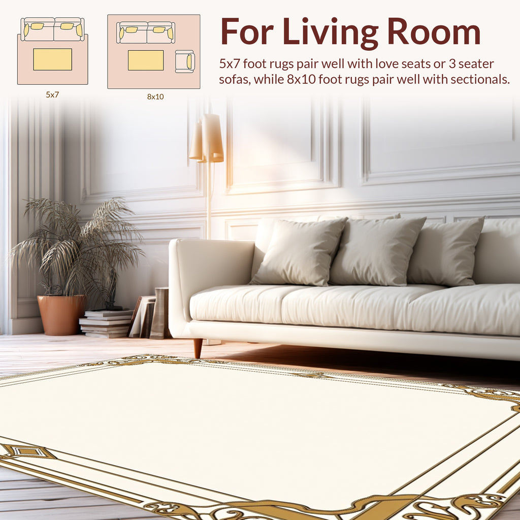 Art Deco Golden Vine Patterned Rug