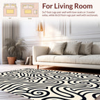 Black White Swirl Abstract Pattern Rug