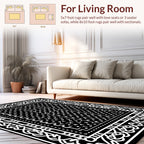 Intricate Black White Geometric Mandala Rug