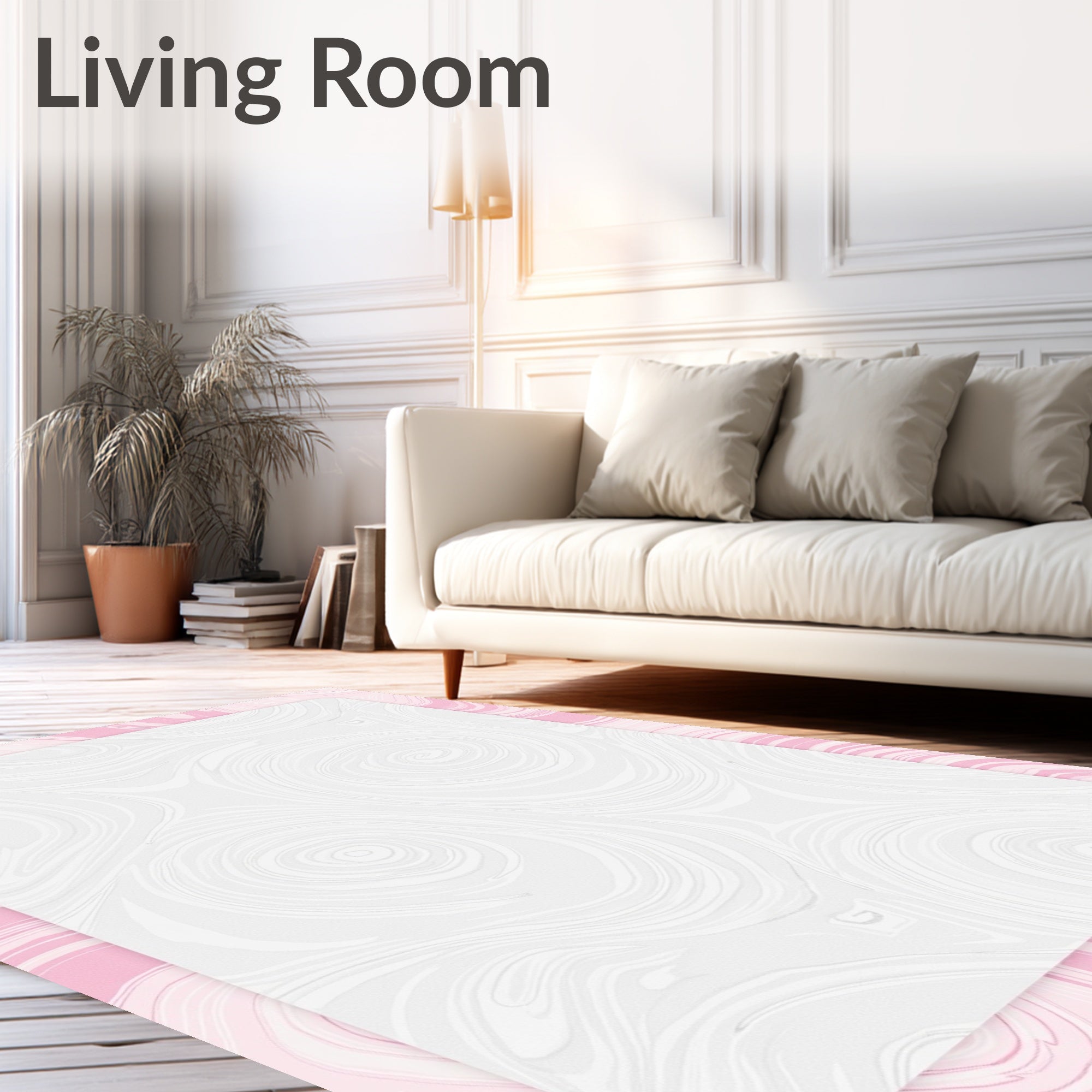 Soft Pink Swirled Marble Rug