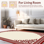 Crimson Intricate Scroll Border Design Rug