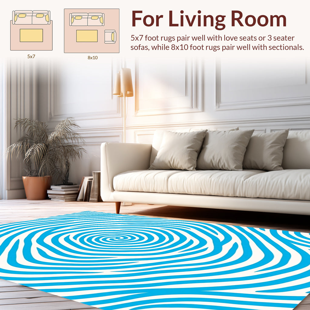 Abstract Blue Swirl Wavy Lines Rug