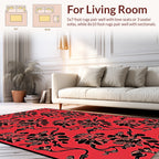 Bold Floral Silhouette Red Rug