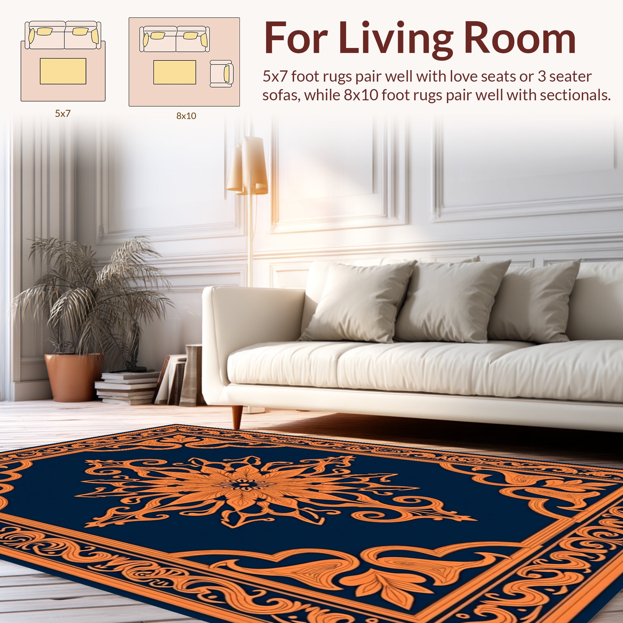 Orangish Floral Intricate Pattern Rug