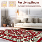 Ornate Red Cream Floral Medallion Rug