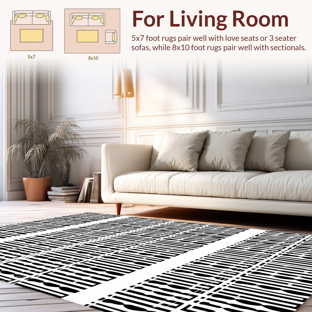 Abstract Stripe Maze Design Rug