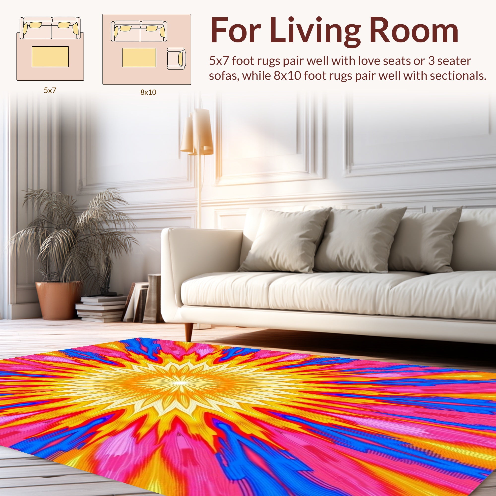 Radiant Sunburst Mandala Pattern Rug