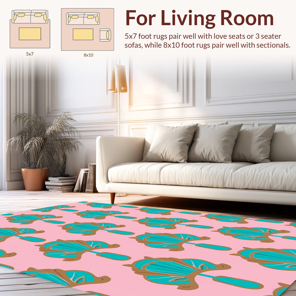 Art Deco Teal Fan Pattern Rug