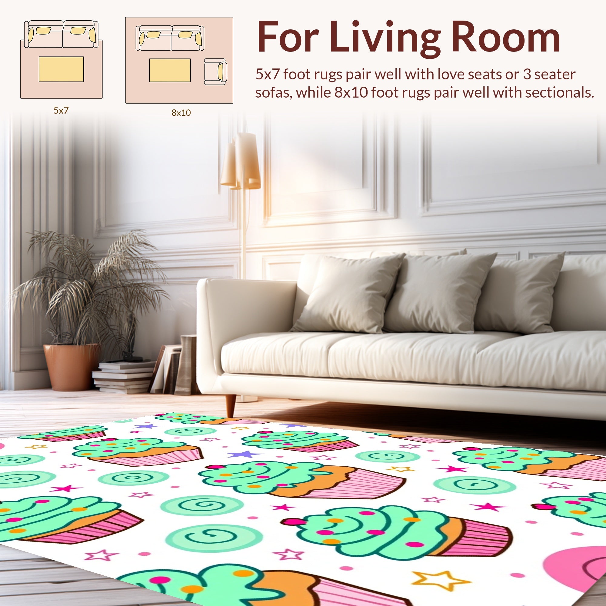 Happy Cupcakes With Star Sprinkles Rug