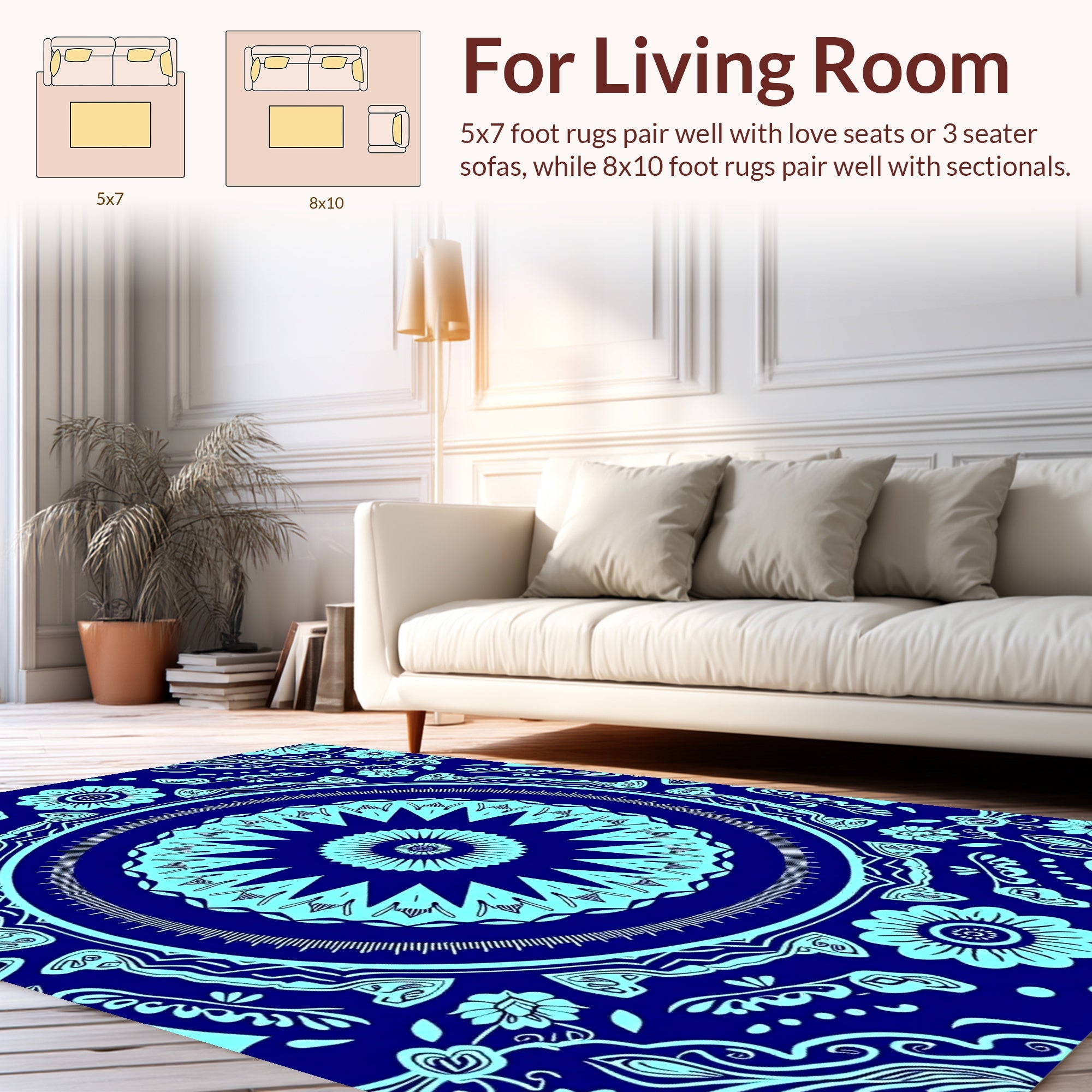 Intricate Starburst Floral Mandala Rug