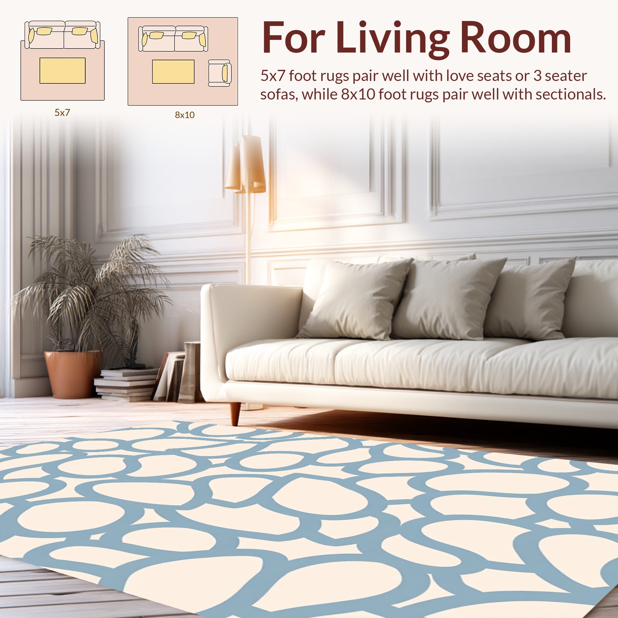 Organic Blue Pebble Pattern Rug